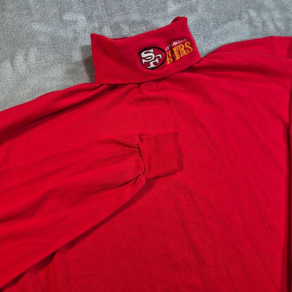 Vintage San Francisco 49ers Shirt Mens XL Red NFL Football Trench Mock Neck USA